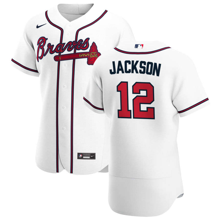 Atlanta Braves #12 Alex Jackson Men Nike White Home 2020 Authentic Player MLB Jersey